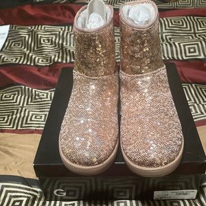 G by Guess Asella Sequined Faux Fur boots